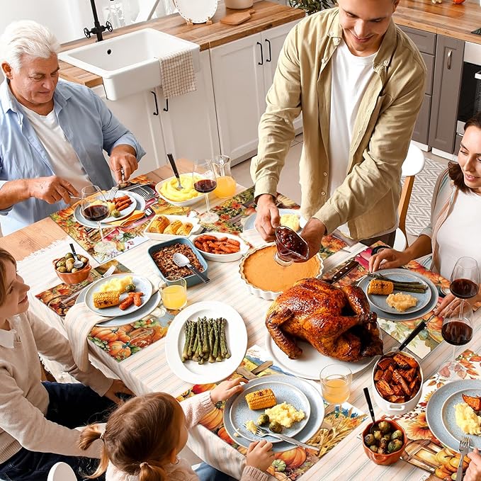 Fall Placemats Set of 6 Thanksgiving Pumpkin Plastic Table Mats Farmhouse Rustic Place Mats Sunflower Dinner Mat Autumn Seasonal Holiday Party Decoration for Indoor Outdoor Party Kitchen Dining-Ruum Studio Home