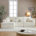 HYJT-H&K Modular Sectional Sofa Cloud Sectional Couch, 107" Comfy Fluffy L Shaped White Couches for Living Room, Deep Seat Memory Foam Plush Corduroy Boneless Couch Sectionals Left Facing Chaise Sofa-Ruum Studio Home