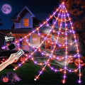 Halloween Spider Web Lights 550 LED Lighted Spider Web 16.4Ft Giant Halloween Decorations Light up with 8 Lighting Modes Waterproof & Timer for Indoor Outdoor House Haunted Yard Decor, Purple & Orange-Ruum Studio Home