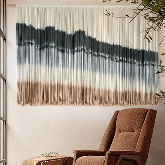 IOWER Large Macrame Wall Hanging Dip Dye Craftsmanship Fiber Yarn Wall Art Boho Wall Decor Home Decor 57''W x 35''L-Ruum Studio Home