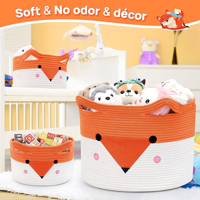 Large Baby Basket Toy Storage 3 Pack, (20"x13.8") Woven Baby Laundry Basket Blanket Basket, Stuffed Animal Storage, Baby Gift Basket Empty, Toy Basket for Kids, Dog, Cat.-Ruum Studio Home