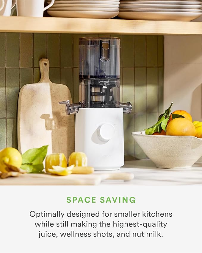 Nama J3 Compact Cold Press Juicer – Space Saving & Self Feeding for Hands-Free Operation – Lightweight, Portable Zero Waste Slow Masticating Juicer – Easy Cleanup & Assembly - White-Ruum Studio Home