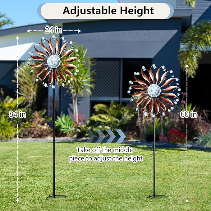 Wind Spinners Outdoor Metal Large with Stake- 84'' Wind Spinners for Yard and Garden - Windmill for Yard - Ideal Gift Metal Yard Art for Family, Friends, Garden Lovers (Willow Leaf)-Ruum Studio Home