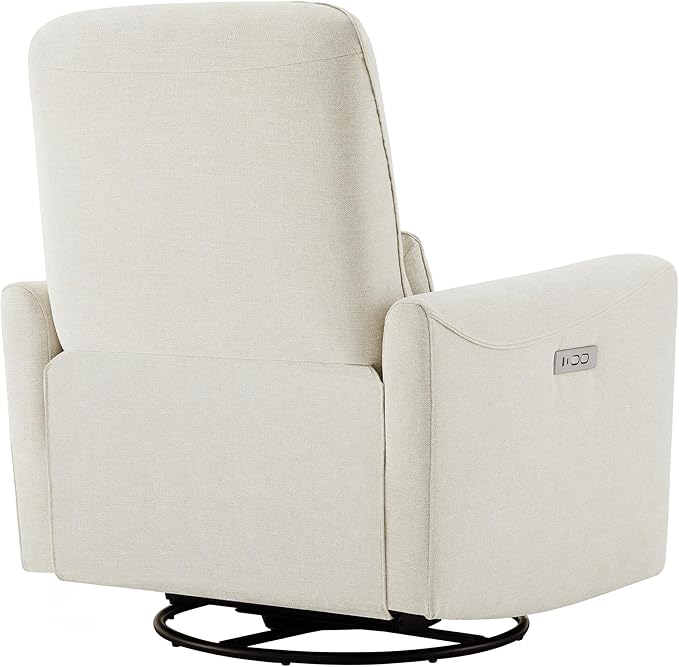 CHITA Power Recliner Chair Swivel Glider, FSC Certified Upholstered Living Room Nursery Reclining Sofa Chair with Lumbar Support, Linen-Ruum Studio Home