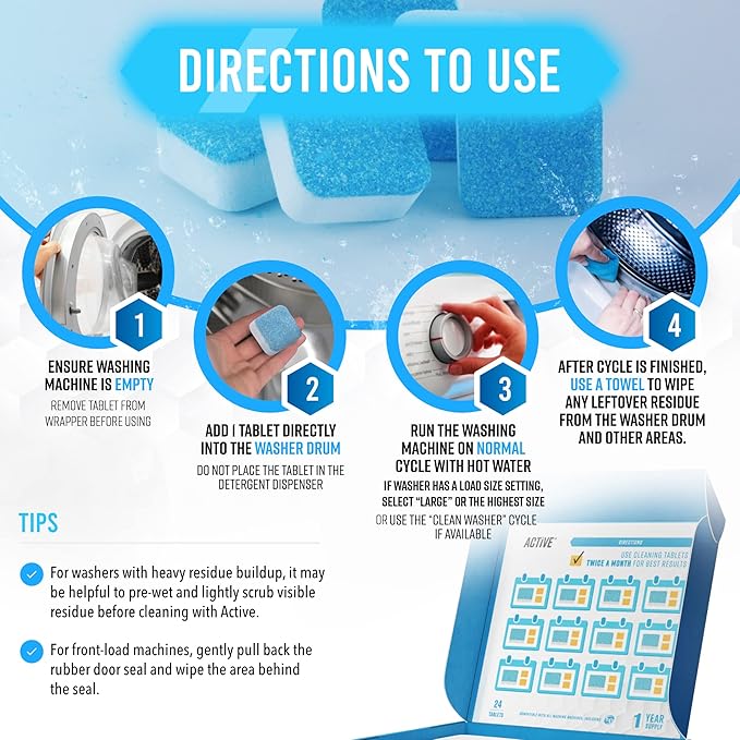 Washing Machine Dishwasher & Disposal Cleaning Tablets - Appliance Refresh Bundle Includes 12 Month Supply Cleaner Deodorizer, Washer Descaler, Disposer Freshener Deep 72-Ruum Studio Home