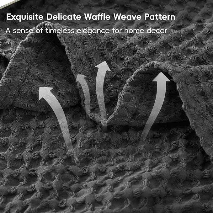 PHF Ultra Soft Waffle Weave Throw Blanket 50"x 60"- Washed Lightweight Breathablee Cozy Woven Blanket - Great for Couch Bed Sofa Home Car - Black-Ruum Studio Home