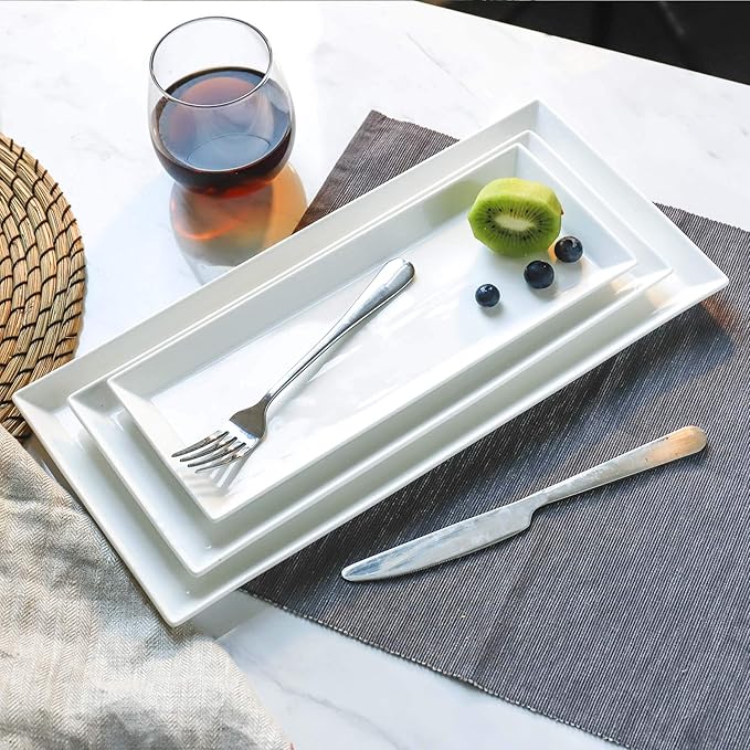 Sweese 2-Pack Porcelain Oval Serving Platters, White High-Grade Durable Professional, White nan 3.0 Count-Ruum Studio Home