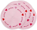 Whaline 4Pcs Round Valentine Placemats Red Pink Heart Embroidered Place Mats Decorative Dinner Table Mats for Home Wedding Anniversary Party Decor-Ruum Studio Home
