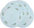 Whaline 4Pcs Round Daisy Placemats Spring Flower Embroidered Place Mats Greenery Floral Dinner Table Mats for Home Holiday Wedding Bridal Baby Shower Birthday Party Decor-Ruum Studio Home