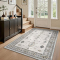AMOAMI-Vintage Area Rug 4x6 Grey Rugs for Living Room-Soft Living Room Rug Non Slip Rugs for Bedroom Carpet Machine Washable Rug for Dining Room Bedside Office Room Decor-Ruum Studio Home