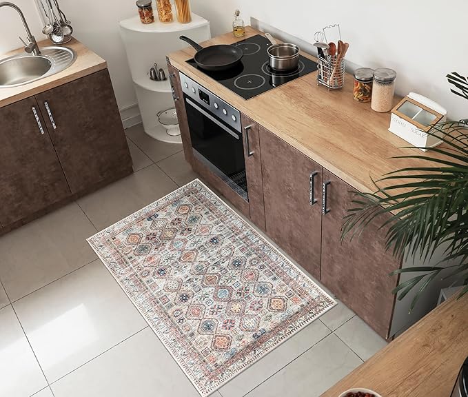 Keen Home Design 2x3 Rug - Machine Washable Entry Rug with Non-Slip Backing, Ideal for Enteryway, Kitchen, Bathroom, Laundry Room - Vintage, Easy Clean, Durable, Low Pile Rug - (2' x 3')-Ruum Studio Home
