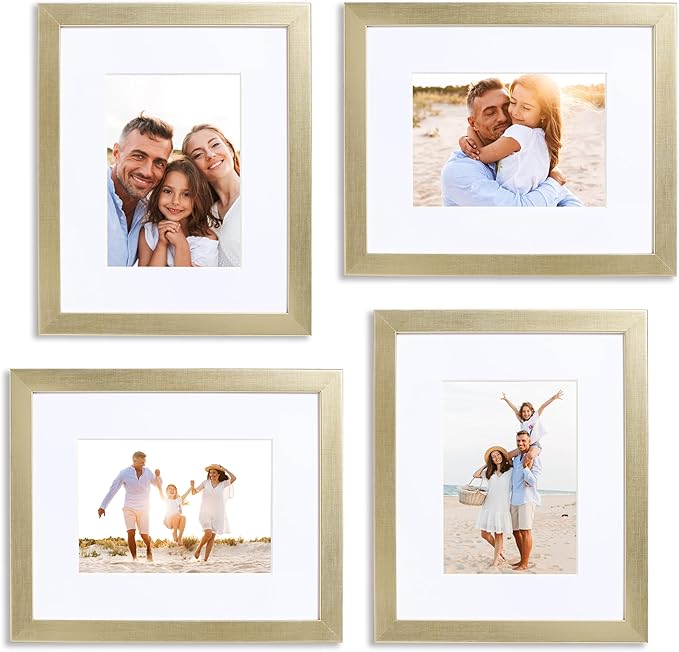 Sheffield Home 4 Piece Gallery Wall Frame Set, 8x10 Inch, Gold-Ruum Studio Home