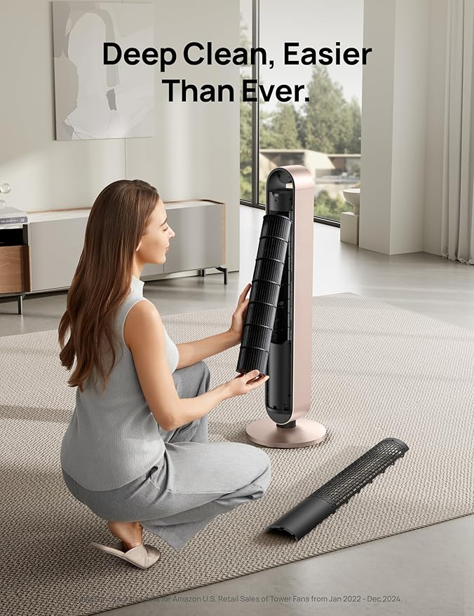 Dreo Smart Tower Fan Voice Control, 120° Oscillating Fan Works with Alexa/Google/App/Remote, 42 Inch, 25dB Quiet DC Bladeless Fan for Bedroom,12 Speeds, Floor Fan for Home, Office, Pilot Max S-Ruum Studio Home