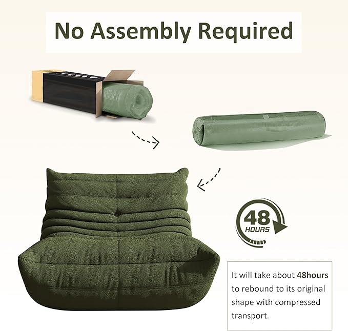 Bean Bag Chair, Oversized Bean Bag Chair for living Room, Fireside Chair for adults with Memory Foam Filled, Big Accent Sofa Lounge Floor Sofa for Gaming, Reading, Relax, No Assembly Required. (Green)-Ruum Studio Home