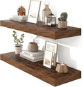 Heimlove 36 Inch Floating Shelves for Wall Set of 2,Rustic Brown Wall Shelves for Storage & Decor - Heavy Duty with Invisible Brackets,Perfect for Living Room,Bedroom,Home Office-Ruum Studio Home