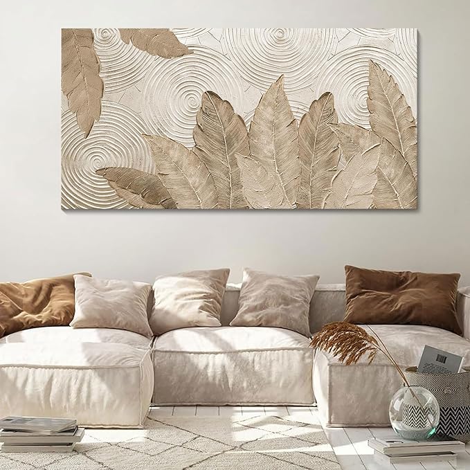 Minimalist & Modern Art for Bedroom Decor Framed Abstract Artwork for Walls Neutral & Contemporary Beige Wall art - Artwork for Living Room and Boho Style Large Abstract Wall Art 29×58IN-Ruum Studio Home