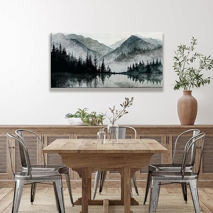 TAIJXAGSG Canvas Wall Art Decor Prints Natural Modern Wall Art Landscape Wall Decorations Mountain Lake View Artwork Pictures For Bedroom Kitchen Office Apartment Decorations 20"×40"-Ruum Studio Home