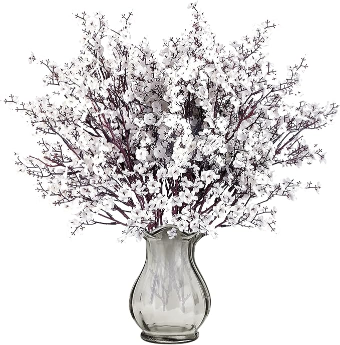 Sggvecsy 10 Pcs Babys Breath Artificial Flowers Gypsophila Bouquets Bulk Real Touch Fake Silk Flowers for Home Wedding DIY Floral Arrangement Kitchen Table Centerpiece Festival Decoration (White)-Ruum Studio Home