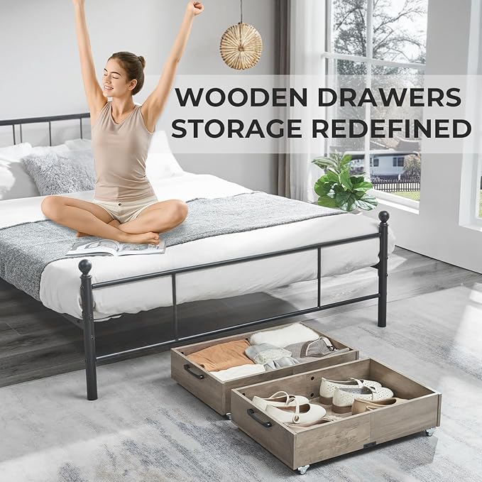 Under Bed Storage with Wheels, 2-Pack Under Bed Shoe Storage Organizer Drawer, Composite Wood Organizer for Shoes Clothes Containers in Bedroom for Clothes,Shoes(Grey)-Ruum Studio Home