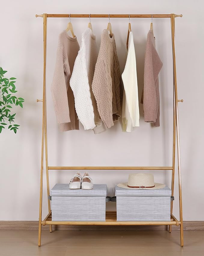 WUIKE Storage Bins with Lids, Collapsible Stackable Storage Bins with Handles, Clothing Storage Containers for Closet, Fabric Shelf Baskets, Large, Light Gray/Slub Gray, 3-Pack-Ruum Studio Home