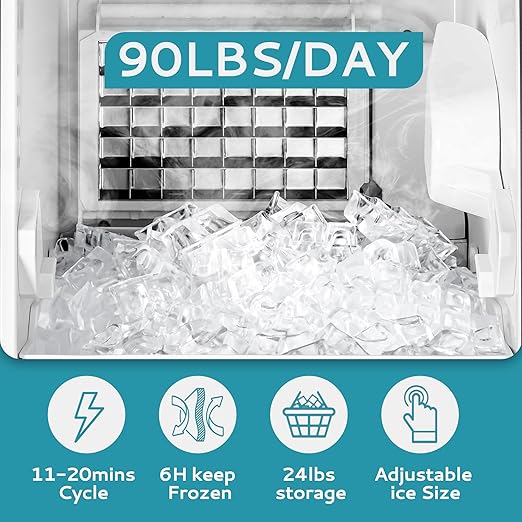 EUHOMY 15" W Commercial Under Counter Ice Maker Machine, 90 Lb/Day Auto-Cleaning & 24H Timer, Gravity Drainage,Stainless Steel Built-in Freestanding Ice Maker, 24 Lb Bin, Ideal for Commercial & Home-Ruum Studio Home