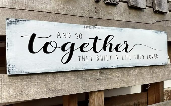 Together They Built A Life They Loved Sign 4x16 Inch, Farmhouse Signs for Home Decor and So They Built A Life They Loved Rustic Signs Wall Decor Love Sign Love Decor for Bedroom-Ruum Studio Home