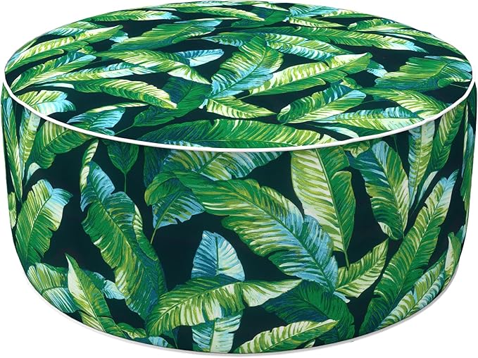 LVTXIII Inflatable Stool Ottoman Footrest with Handle, All Weather Footrest Seat, Indoor or Outdoor Pouf for Home Patio Garden and Camping Use, D31 xH14, Large Round, Hanalei Lagoon-Ruum Studio Home