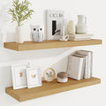 Fun Memories Floating Shelves for Wall, 32 Inch Rustic Wood Wall Mounted Shelves for Bathroom, Bedroom, Kitchen, Living Room, Deep Floating Shelves for Storage & Home Decor (Oak, Set of 2)-Ruum Studio Home