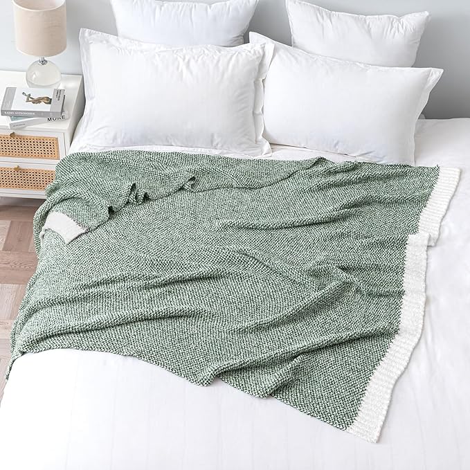 MIULEE Green Super Soft Throw Blanket for Couch, Cozy Fluffy Warm Throws Knit Blankets for Sofa, Bed, Chair, Living Room, Camping, Picnic, 50 x 70 inch-Ruum Studio Home
