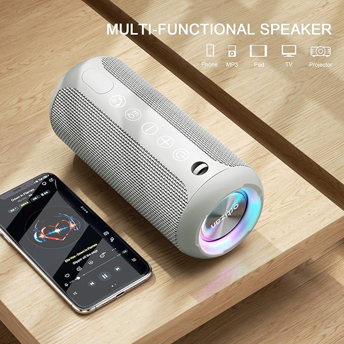 Ortizan Portable Bluetooth Speaker, IPX7 Waterproof Wireless Speaker with 24W Loud Stereo Sound, Outdoor Speakers with Bluetooth 5.0, 30H Playtime,66ft Bluetooth Range, Dual Pairing for Home-Ruum Studio Home