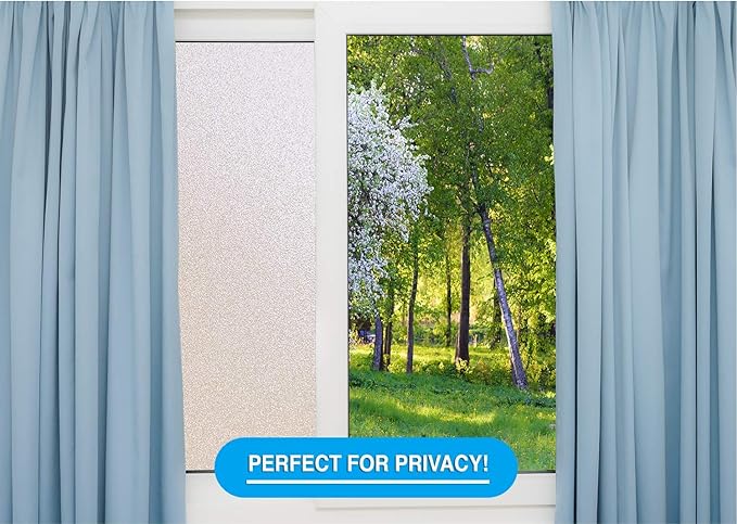 Privacy Window Film: Translucent Static Cling Treatment for Home Security and Decorative Frosted Glass Effect - No Residue, Heat Control, UV Prevention, Easy Removal (Winter Frost, 48 x 72 inches)-Ruum Studio Home