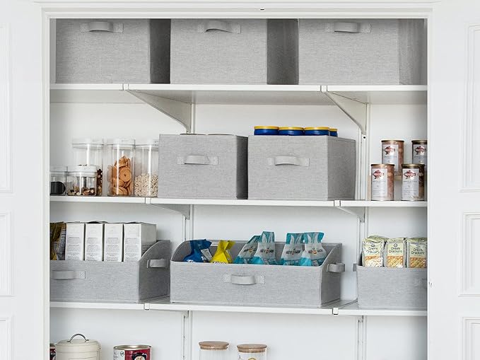 StorageWorks Storage Baskets for Shelves, Foldable Fabric Closet Storage Bins with Handles, Fabric Storage Bins Clothes Organizer, Light Grey, 3-Pack, Large-Ruum Studio Home