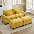 URRED Modular Sectional Sofa Comfy Cloud Couch, Modern Chenille Sofa Sleeper Deep Seat Couches with Ottoman/Pillows for Living Room (Yellow, 82.6''- 2 Ottomans)-Ruum Studio Home