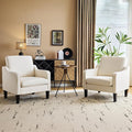 VINGLI Modern Accent Chairs Set of 2, Beige Living Room Chairs Comfy Armchair for Bedroom, Upholstered Sofa Chair Reading Chair for Small Spaces, Apartment, Waiting Room-Ruum Studio Home