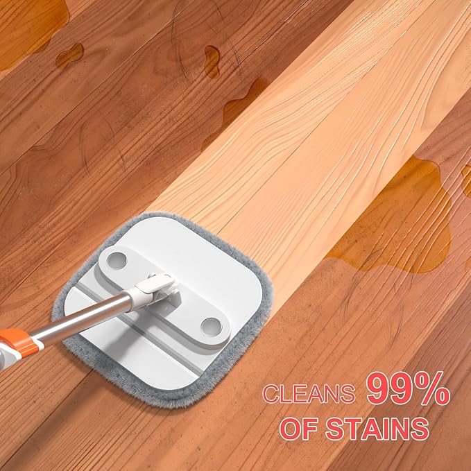 Mop and Bucket Set, Spin Mop with Self Seperates Dirty Water System, Square Mops for Floor Cleaning, 360 Rotating Foldable Standing Mop Head, Versatile Mops for Walls (Mop Bucket with 4 Pads)-Ruum Studio Home