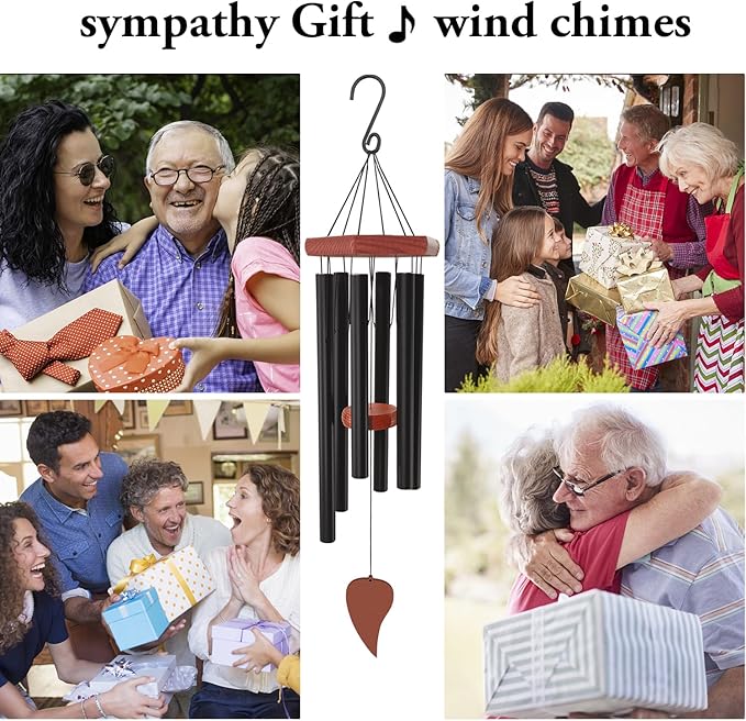 Wind Chimes for Outside, Memorial Wind Chimes with 6 Long Metal Tubes, Sympathy Wind Chime with Sound, Perfect for Garden, Patio and Yard-Ruum Studio Home