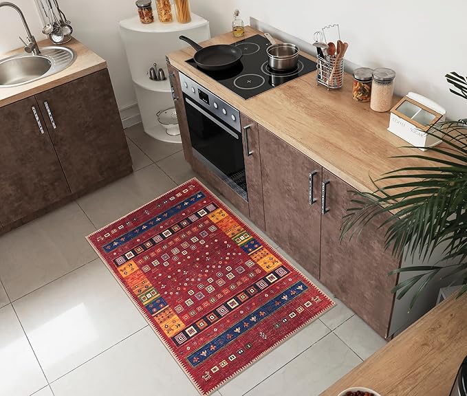 Keen Home Design 2x3 Rug - Machine Washable Entry Rug with Non-Slip Backing, Ideal for Enteryway, Kitchen, Bathroom, Laundry Room - Vintage, Easy Clean, Durable, Low Pile Rug - (2' x 3')-Ruum Studio Home
