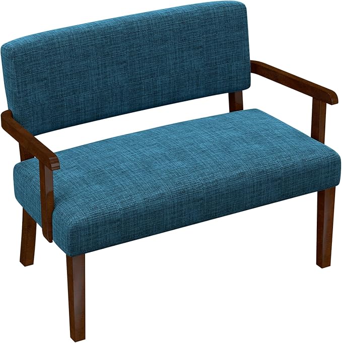 Accent Chair 2 Seat, Arm Chairs with Soft Seat and Armrests for Living Room, Love seat for Dining, Reading, and Waiting Rooms (Blue)-Ruum Studio Home