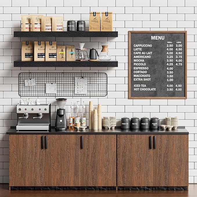 Heimlove 32 Inch Floating Shelves for Wall,Black 9.3" Deep Floating Shelf Set of 2,Wall Mounted Shelves for Bathroom Bedroom Living Room Kitchen Office,Shelf for Books Storage Room,Home Decor-Ruum Studio Home