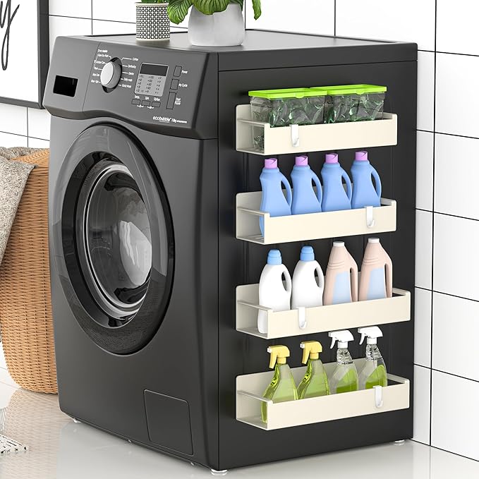 4 Pack Magnetic Spice Rack Organizer for Refrigerator and Oven, Cream White Fridge Organizers and Storage for Kitchen-Ruum Studio Home