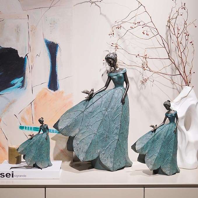 Guichifun Fairy Statue Collection Home Decoration - Leaf Angel Girls Resin Home Garden Decor for Outside or Inside Rustic Fairy Garden Outdoor Yard Figurines Gifts for Women 8.5 x 5.25 x 12 Inch-Ruum Studio Home