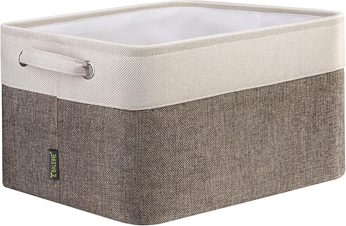 BALEINE 1 Pack Fabric Storage Bins for Shelves, Linen Storage Baskets for Organizing, Decorative Closet Bins for Clothes, Home (Brown, 12"x8"x8")-Ruum Studio Home