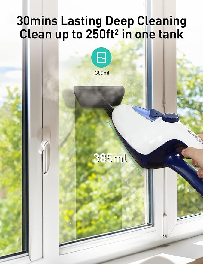 12-in-1 Steam Mop, Fast 15-Sec Heat-Up, 1500W Detachable Handheld Steam Cleaner with 2 Dirt Grip Pads, Removes 99.99% Stubborn Stains for Hardwood Floors, Clothes, Windows, Tiles, Furniture, Blue-Ruum Studio Home