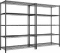 5 Tier Storage Shelves 71"H Wire Shelving Adjustable Metal Shelving,1000LBS Pantry Shelves Sturdy Steel Wire Shelf for Kitchen School Pantry Garage Warehouse ,71"H X35.5"W X13.8"D, Black,2P-Ruum Studio Home