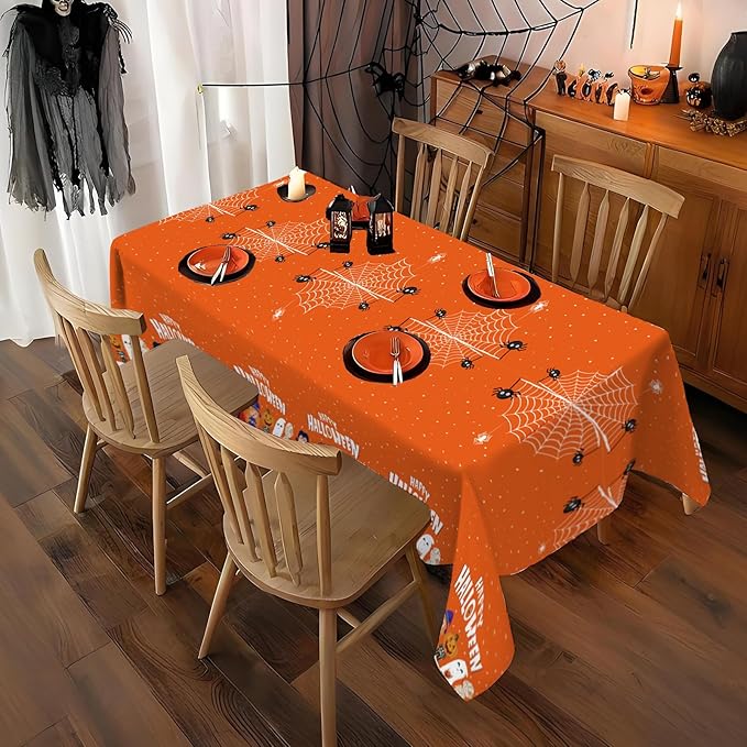 ATFUNSHOP 4 Packs Halloween Tablecloth Disposable Table Cover 54X108 Halloween Decorations KidsBirthday Party Decor, Spooky Spider Web Waterproof Spillproof Table Cloth - Perfect for Dinner-Ruum Studio Home