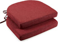 downluxe Indoor Chair Cushions for Dining Chairs, Soft and Comfortable Textured Foam Kitchen Chair Pads with Ties and Non-Slip Backing, 16" x 16" x 2", Red, 2 Pack-Ruum Studio Home