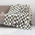 LOMAO Throw Blankets Flannel Blanket with Checkerboard Grid Pattern Soft Throw Blanket for Couch, Bed, Sofa Luxurious Warm and Cozy for All Seasons (Dark Olive, 40"x50")-Ruum Studio Home