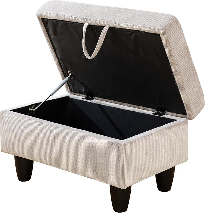 Ottoman Rectangular Storage Ottoman Bench, Footrest Stool Footstool with Lid for Living Room, Bedroom, Entryway, Brown, 28.5"x19"x17.5"-Ruum Studio Home