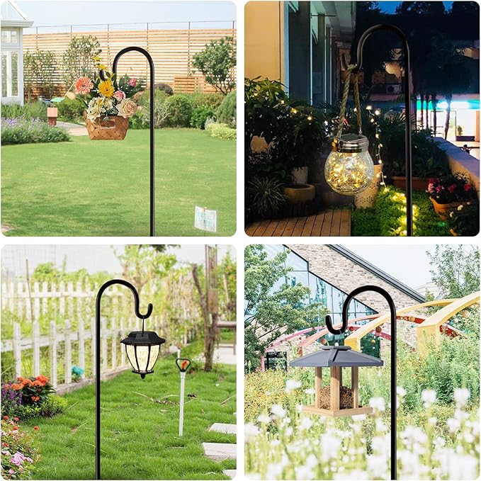 Shepherd Hooks Outdoor 48 Inches for Lanterns Heavy Duty Shepherd Stand Plant Hanger Yard Hooks for Solar Lights,Bird Feeder,Wedding,Mason Jar,Planter Pot,Adjustable Height-Ruum Studio Home
