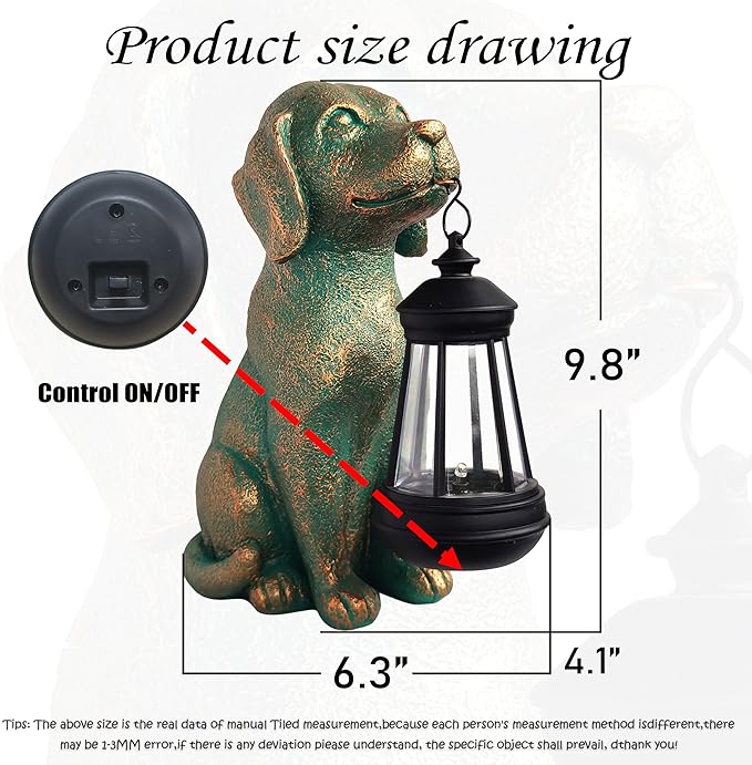 Dog Garden Statue Outdoor Décor with Solar Lights Lantern,Dog Solar Light Figurines Outside Decorations for Yard，Lawn ,Patio, Balcony, Unique Housewarming Gifts-Ruum Studio Home